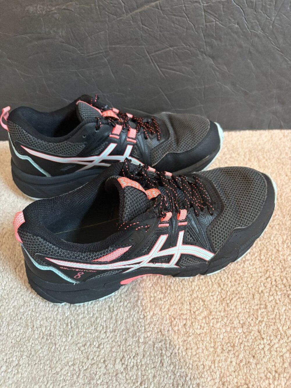 Asics Gel Venture 8 Women's Trail Running Shoes Size 8 Black Blue 1012A708